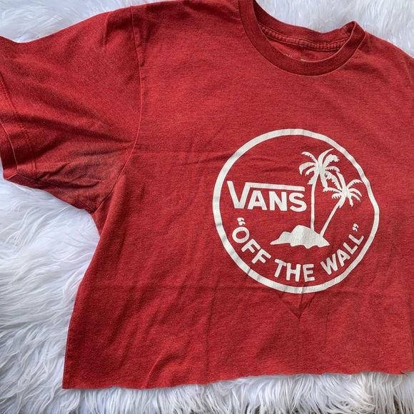 Red vans crop top T-shirt palm tree - Picture 3 of 3